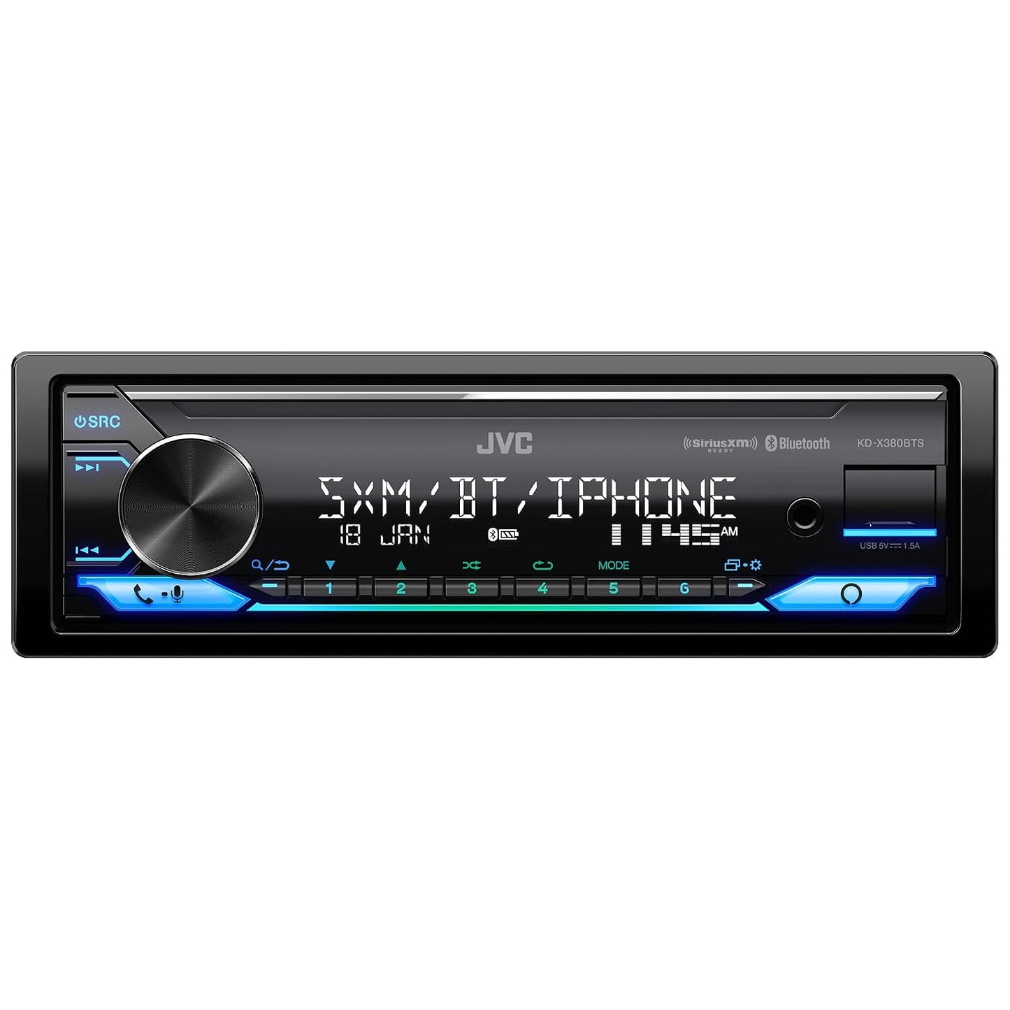 JVC KD-X380BTS Single-DIN Digital Media Receiver — Refurbished