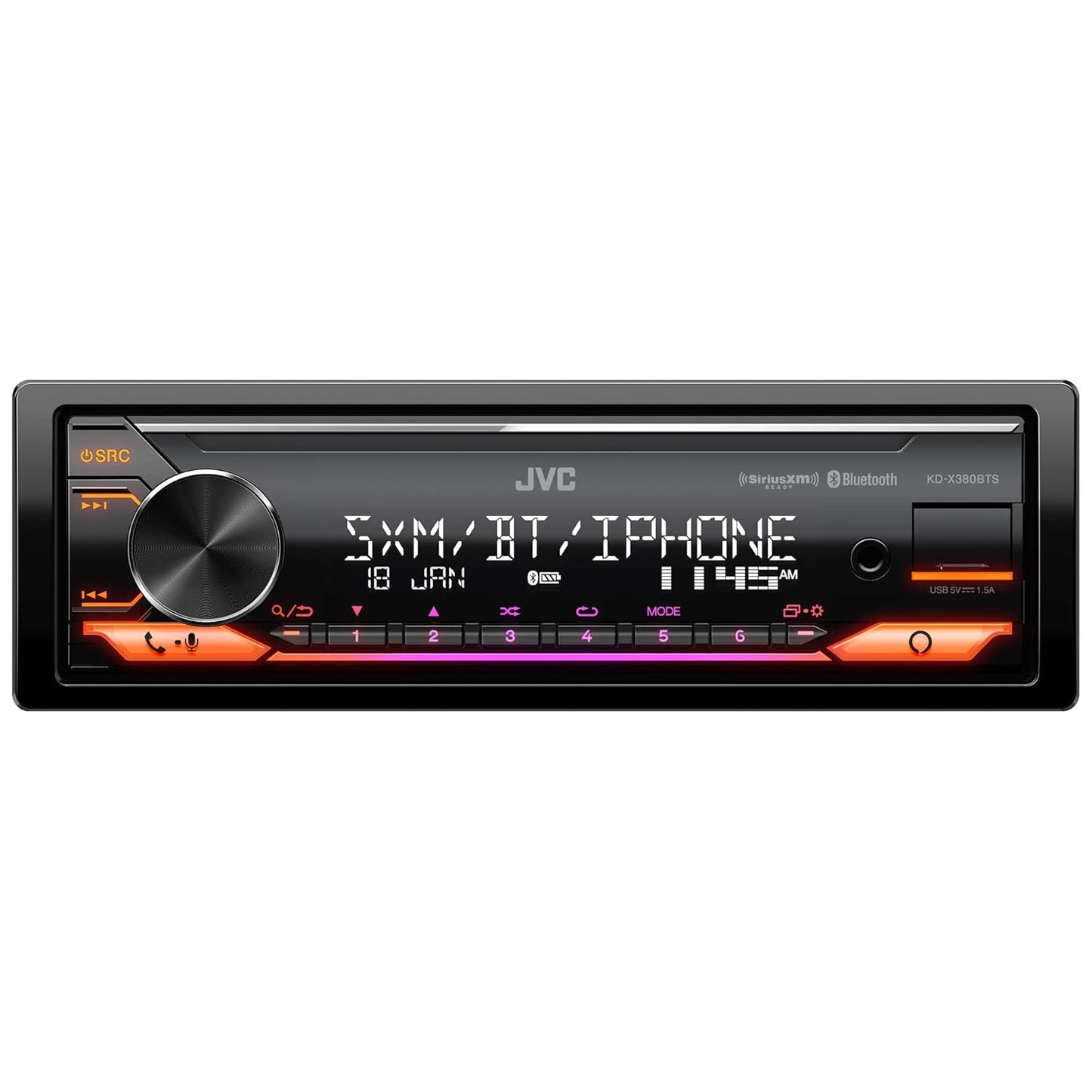 JVC KD-X380BTS Single-DIN Digital Media Receiver — Refurbished
