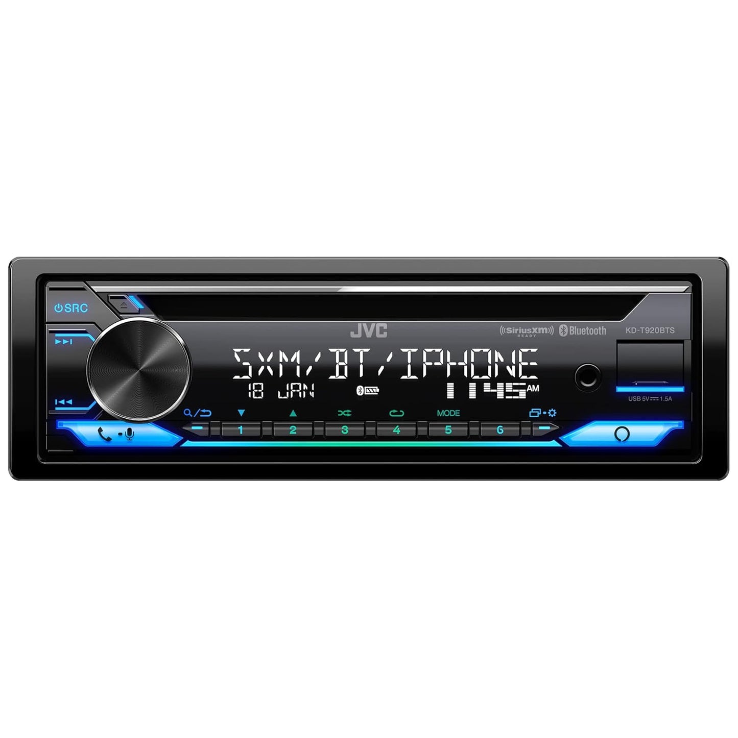 JVC KD-T920BTS Single-DIN SiriusXM-Ready CD Receiver — Refurbished