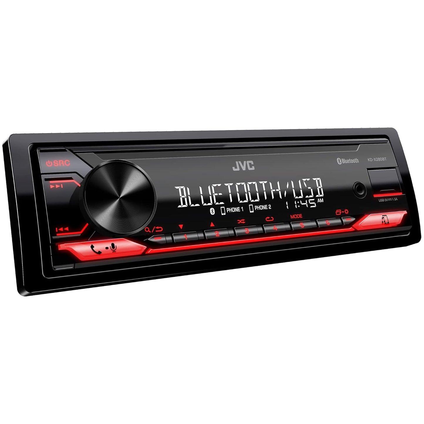 JVC KD-X280BT Single-DIN Bluetooth Digital Media Receiver — Refurbished