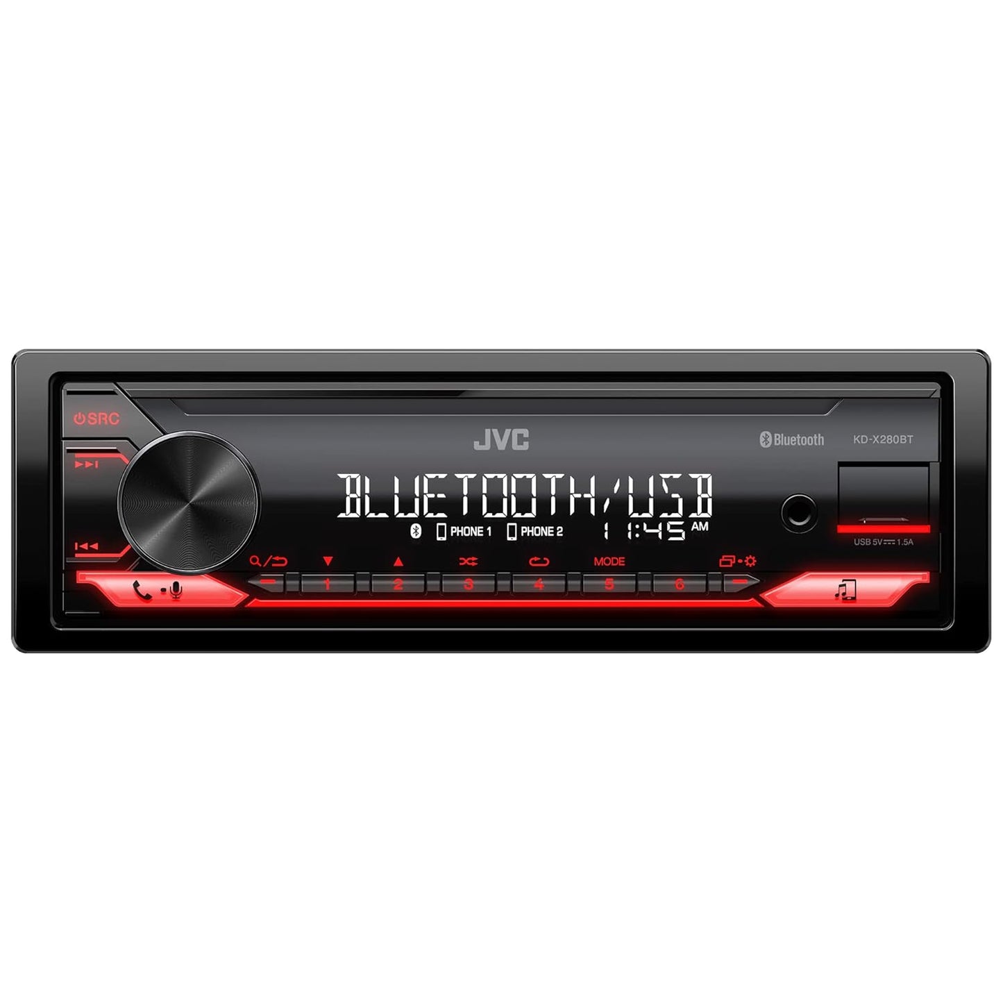JVC KD-X280BT Single-DIN Bluetooth Digital Media Receiver — Refurbished