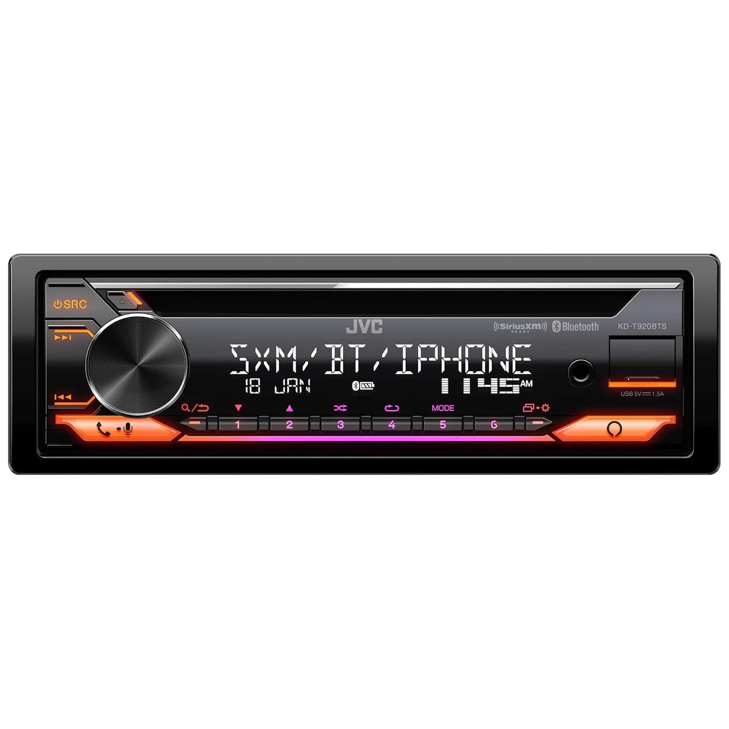 JVC KD-T920BTS Single-DIN SiriusXM-Ready CD Receiver — Refurbished