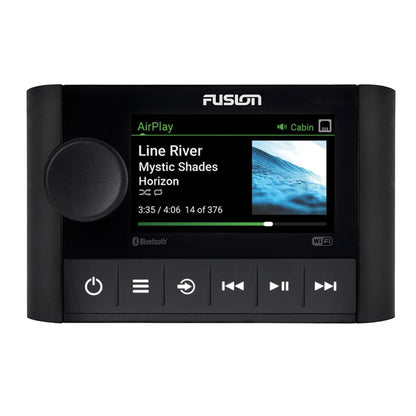 Fusion Apollo MS-SRX400 single zone marine stereo with 2.7 inch color LCD, front view