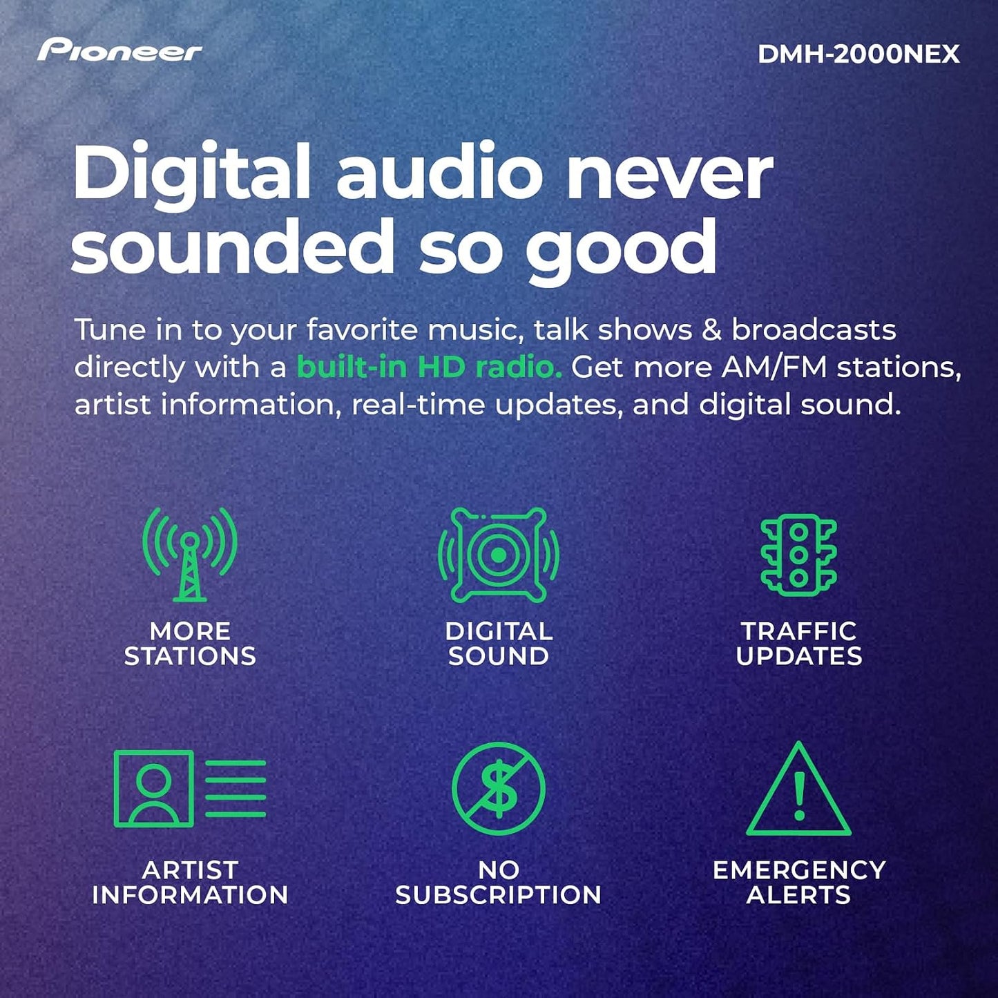 Pioneer DMH-2000NEX Double-DIN Multimedia Receiver — Refurbished